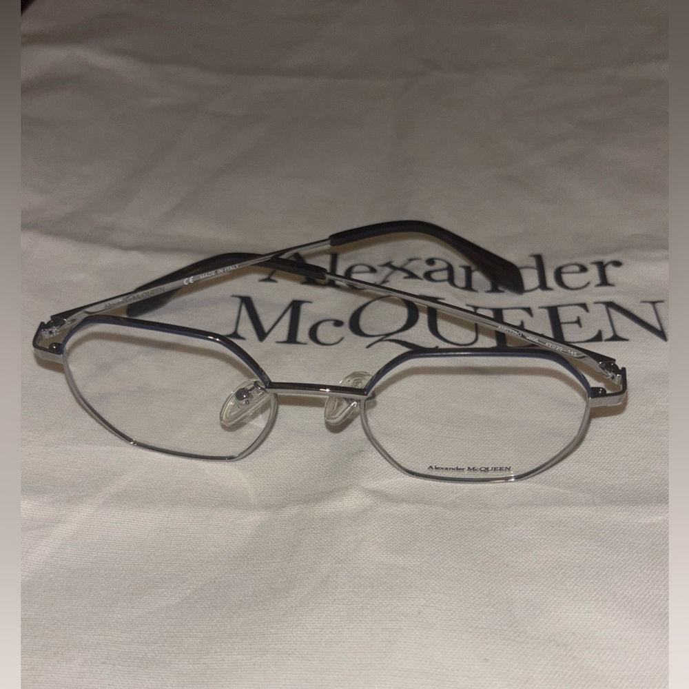 Alexander McQueen Optical Metallic Silver Glasses, Brand New